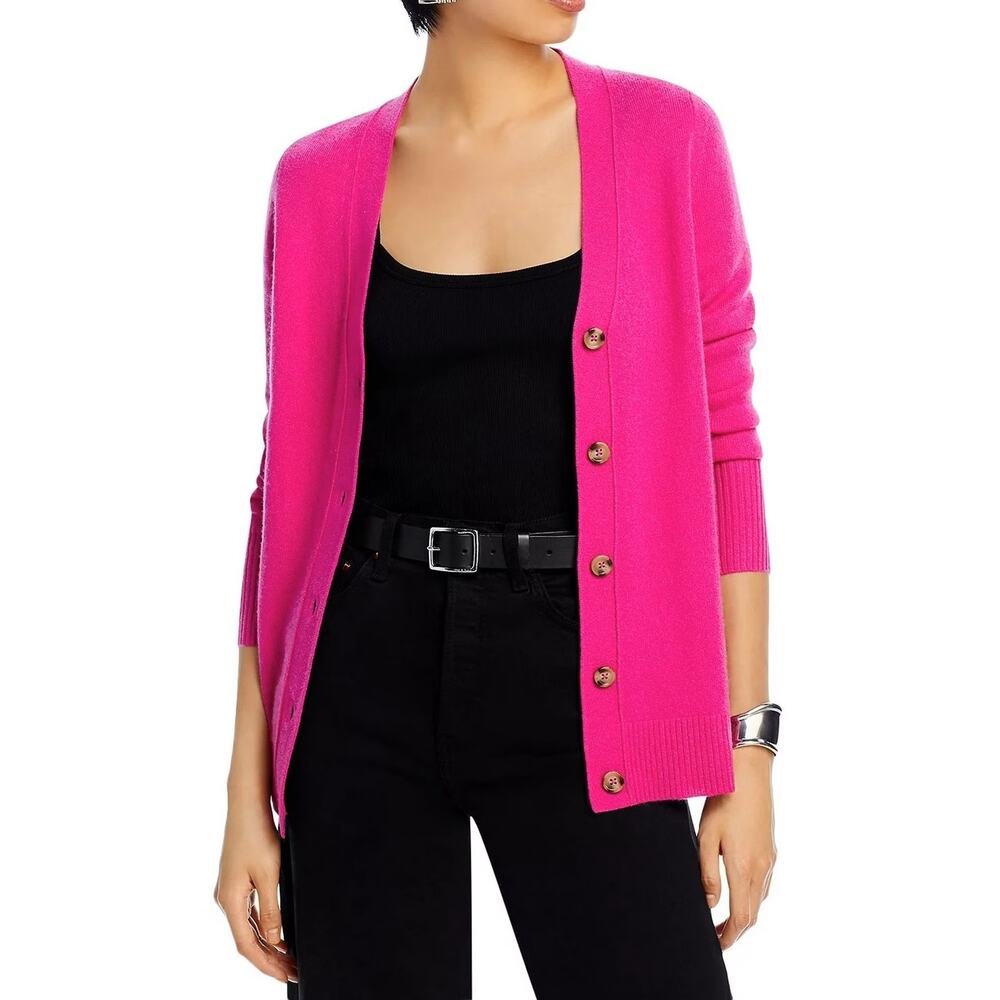 C by Bloomingdale's Women Cherry Blossom Cashmere Grandfather Cardigan Size S
